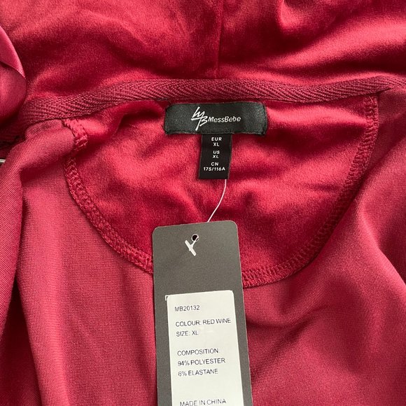 MessBebe Sportswear Women's Full-Zip Hoodie Size L Extra Large Red Wine - Picture 10 of 13
